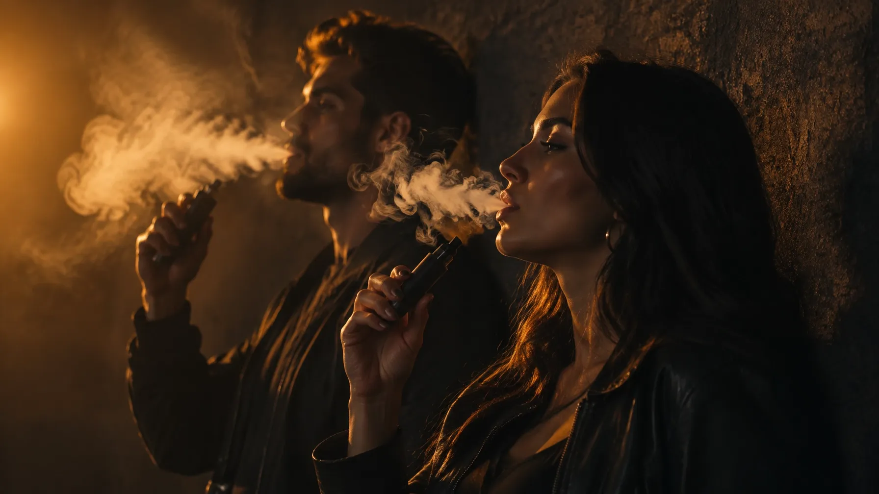 Dvoje ljudi uživa u vapingu